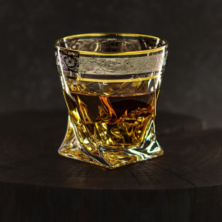 Ekskluzywna szklanka do whisky ZŁOTO PLATYNA | 340 ml | 1 szt. w pudełku Szklanka.pl