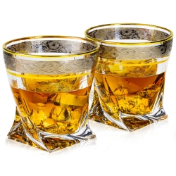 Ekskluzywne szklanki do whisky ZŁOTO PLATYNA | 340ml | 2szt. w pudełku Szklanka.pl