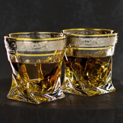 Ekskluzywne szklanki do whisky ZŁOTO PLATYNA | 340ml | 2szt. w pudełku Szklanka.pl