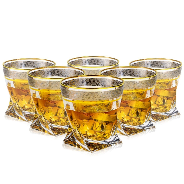 Ekskluzywne szklanki do whisky ZŁOTO PLATYNA 340ml 6szt.