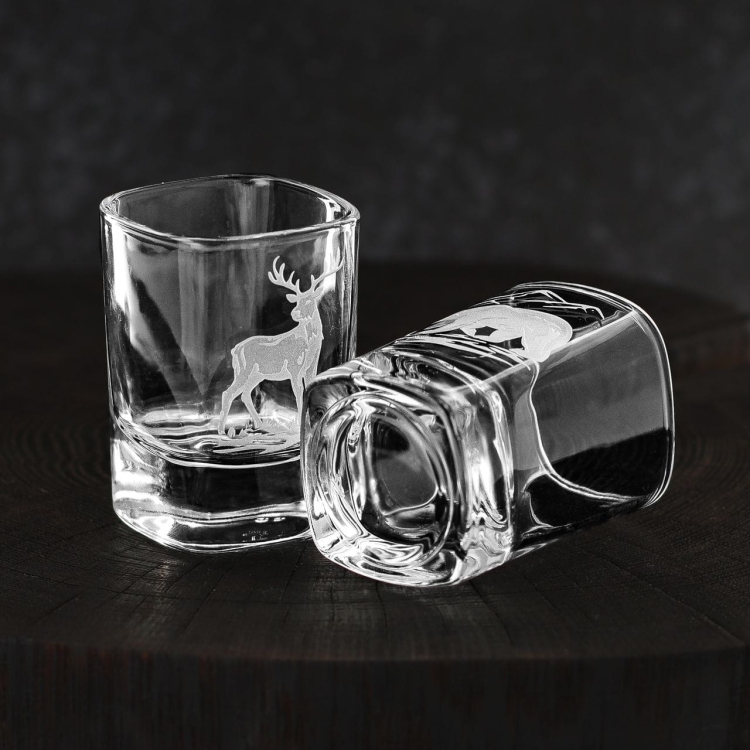 Kieliszki do wódki Myśliwskie (kwadratowe) 55 ml 6 szt. w pudełku szklanka.pl