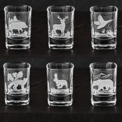 Kieliszki do wódki Myśliwskie (kwadratowe) 55 ml 6 szt. w pudełku szklanka.pl