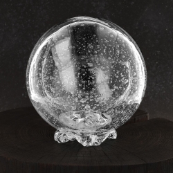 Duża bezbarwna szklana rzeźba SKARBONKA Kula "Bąbelki" 16cm