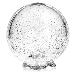 Duża bezbarwna szklana rzeźba SKARBONKA Kula "Bąbelki" 16cm