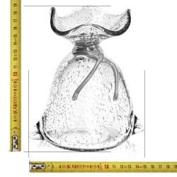 Duża bezbarwna szklana rzeźba SKARBONKA Sakiewka "Bąbelki" 19cm