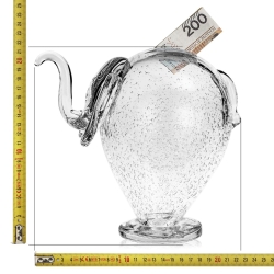 Duża bezbarwna szklana rzeźba SKARBONKA Słoń "Bąbelki" 22,5cm