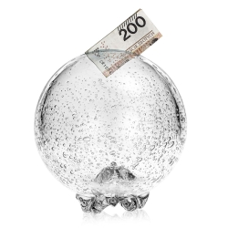 Duża bezbarwna szklana rzeźba SKARBONKA Kula "Bąbelki" 16cm