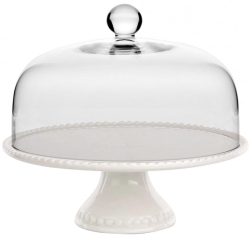 Porcelanowa patera Altom Design 27,5cm z kloszem szklanym Krosno Home 26cm