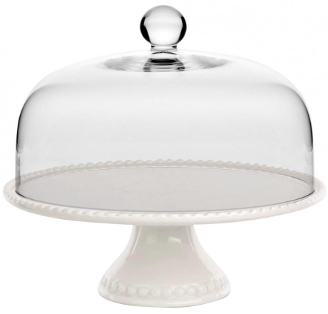 Przejdź do produktu Porcelanowa patera Altom Design 27,5cm z kloszem szklanym Krosno Home 26cm