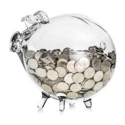 MEGA duża szklana skarbonka ŚWINKA bezbarwna