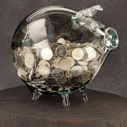 MEGA szklana skarbonka ŚWINKA z grawerem indywidualnym TWÓJ NAPIS