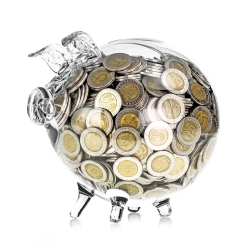 Duża szklana skarbonka ŚWINKA (4) z grawerem indywidualnym TWÓJ NAPIS