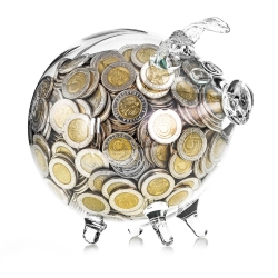 Duża szklana skarbonka ŚWINKA (4) z grawerem indywidualnym TWÓJ NAPIS