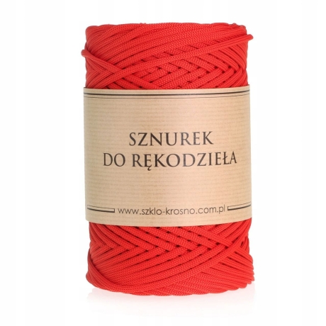 Przejdź do produktu Sznurek POLIESTROWY Płaski do rękodzieła makramy CZERWONY 3mm 100m