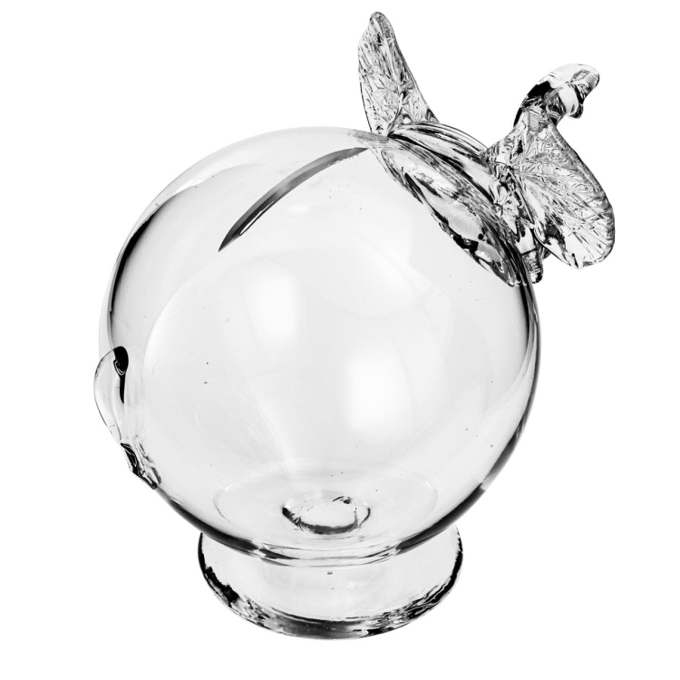 Duża szklana skarbonka SŁOŃ bezbarwny z grawerem indywidualnym TWÓJ NAPIS