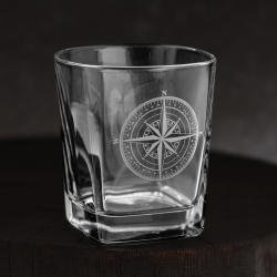 Szklanki do whisky  Róża Wiatrów kwadratowe 300 ml 6 szt. w pudełku Szklanka.pl