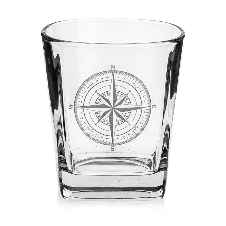 Szklanki do whisky  Róża Wiatrów kwadratowe 300 ml 6 szt. w pudełku Szklanka.pl