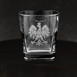 Szklanki do whisky kwadratowe 300ml Polska ORZEŁ w skrzynce z GRAWEREM