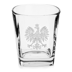 Szklanki do whisky kwadratowe 300ml Polska ORZEŁ w skrzynce z GRAWEREM