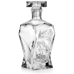 Komplet do whisky 6+1 "Konie" Szklanki 300ml + Karafka 750ml w drewnianej skrzynce