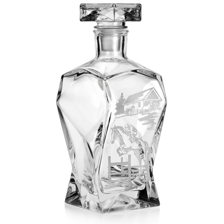 Komplet do whisky 6+1 "Konie" Szklanki 300ml + Karafka 750ml w drewnianej skrzynce