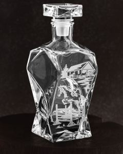 Komplet do whisky 6+1 "Konie" Szklanki 300ml + Karafka 750ml w drewnianej skrzynce