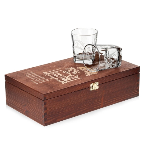 Przejdź do produktu Szklanki kwadratowe do whisky "KONIE" 300ml w skrzynce z GRAWEREM