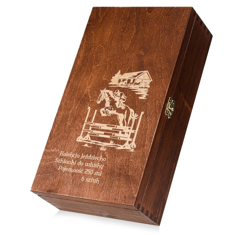 Szklanki kwadratowe do whisky "KONIE" 300ml w skrzynce z GRAWEREM