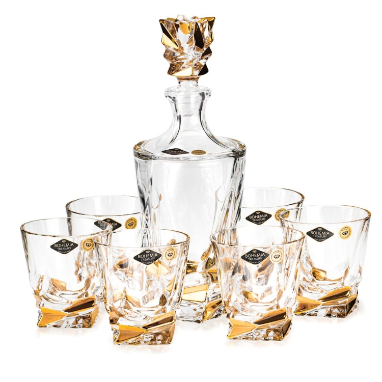 Ekskluzywny zestaw do whisky BOHEMIA Porto Step 6+1 w skrzynce z GRAWEREM
