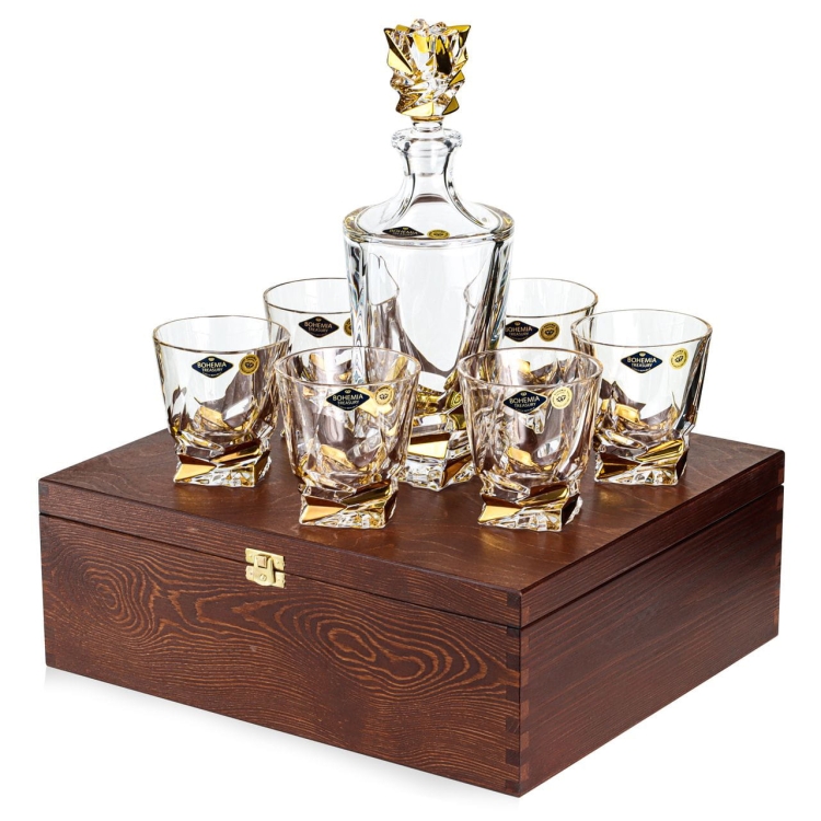 Ekskluzywny zestaw do whisky BOHEMIA Porto Step 6+1 w skrzynce z GRAWEREM