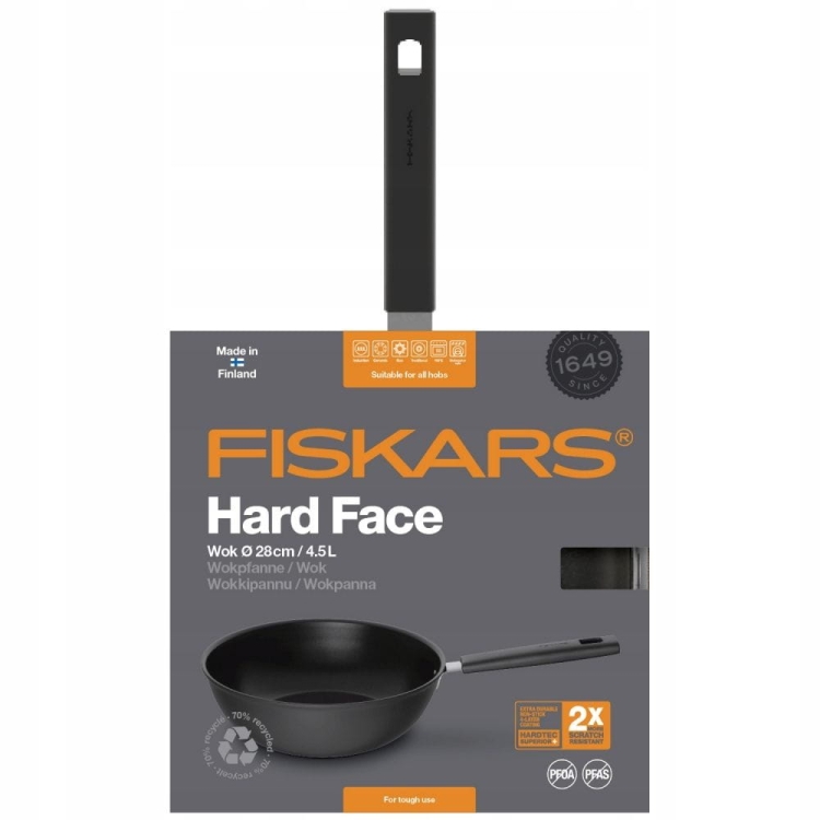 Patelnia głęboka nieprzywierająca Fiskars Hard Face Wok 28cm 1052233