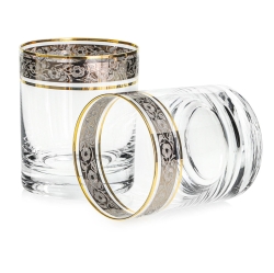 Ekskluzywne szklanki do whisky ZŁOTO PLATYNA (2) 320 ml | 6 szt. | w skrzynce Szklanka.pl z GRAWEREM