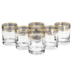Ekskluzywne szklanki do whisky ZŁOTO PLATYNA (2) 320 ml | 6 szt. | w skrzynce Szklanka.pl z GRAWEREM
