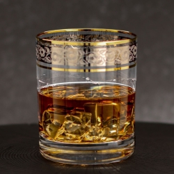 Ekskluzywne szklanki do whisky ZŁOTO PLATYNA (2) 320 ml | 6 szt. | w skrzynce Szklanka.pl z GRAWEREM