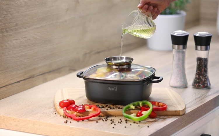 Berretti garnek kwadratowy 2,4L Granite z pokrywką BR-3520 20x20cm