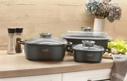 Berretti garnek kwadratowy 2,4L Granite z pokrywką BR-3520 20x20cm