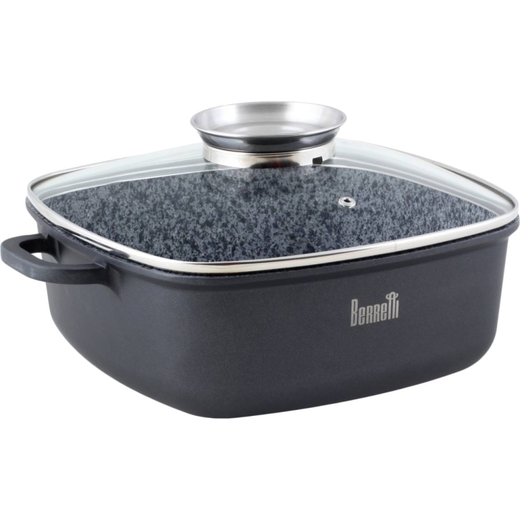 Berretti garnek kwadratowy 2,4L Granite z pokrywką BR-3520 20x20cm