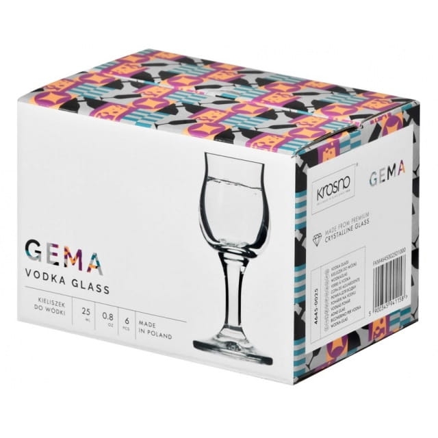 Klasyczne kieliszki do wódki na nóżce KROSNO Gema 25ml 6szt