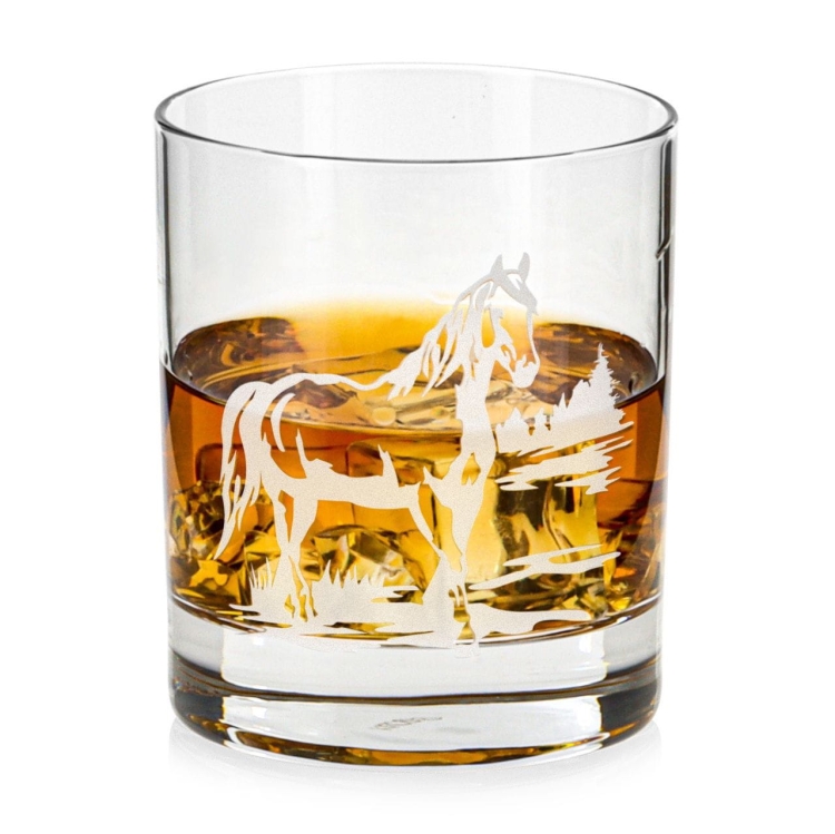 Szklanka do whisky "KONIE" 300 ml | 1 szt. | Horse glass w pudełku Szklanka.pl