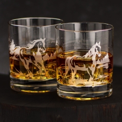 Szklanki do whisky "KONIE" 300 ml | 2 szt. | Horse glass w pudełku Szklanka.pl