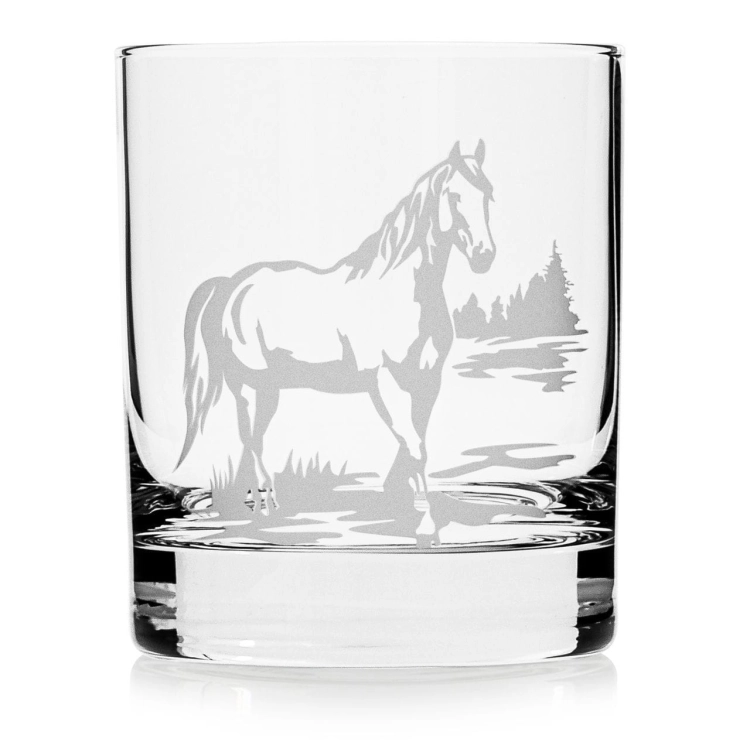 Szklanki do whisky "KONIE" 300 ml | 2 szt. | Horse glass w pudełku Szklanka.pl