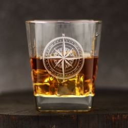 Szklanki do whisky  Róża Wiatrów kwadratowe 300 ml 6 szt. w pudełku Szklanka.pl