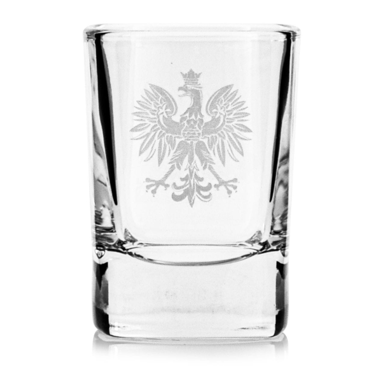 Kieliszki do wódki "Polska ORZEŁ" (kwadratowe) 55 ml 6 szt. w pudełku Szklanka.pl