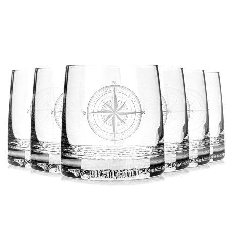 Przejdź do produktu Szklanki do whisky "Róża Wiatrów" 300 ml | 6 szt. w pudełku Szklanka.pl