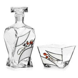 Ekskluzywny zestaw karafka salaterka szlachetny kamień Karneol 080