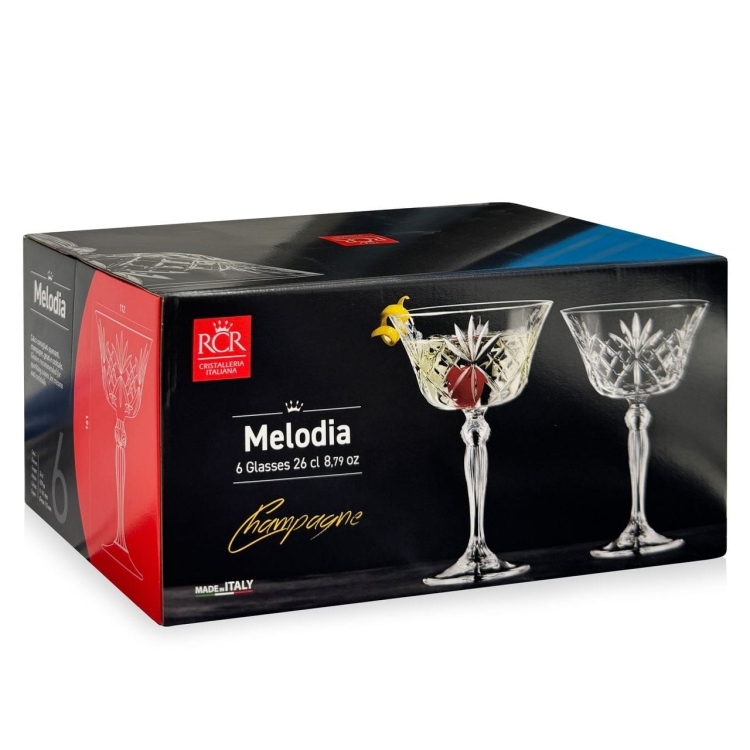 Kryształowe kieliszki do szampana RCR Melodia Champagne 260ml 6szt