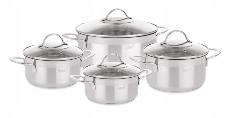 Berretti kpl garnków 8el. stal 18/10 indukcja gaz Breva BR-6385