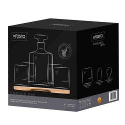 Komplet do whisky z dębową tacą 4+1 Szklanki Karafka KROSNO Sterling OAK