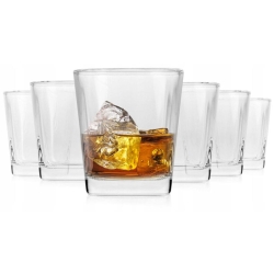 PAKIET 6 sztuk: szklanki reklamowe / firmowe z TWOIM logo firmy / grawerowane - Trend Glass kwadratowe 300ml