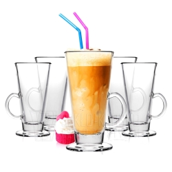 PAKIET 6 sztuk: szklanki reklamowe / firmowe z TWOIM logo firmy / grawerowane - LATTE 250ml
